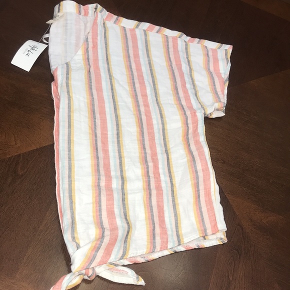 Style & Co Striped top. Button/tie front. Women’s Petite Large. - Picture 3 of 6